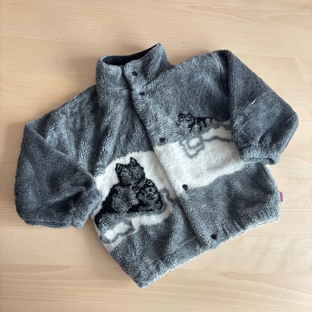 Soft faux fur vintage 2T Milton coat wolf print.